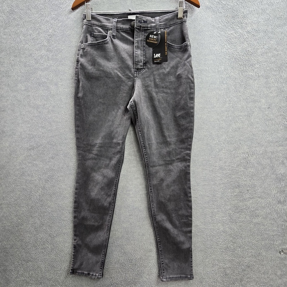 Lee Women Jeans 6M Gray Denim Slim Skinny High Rise 25" Inseam NWT